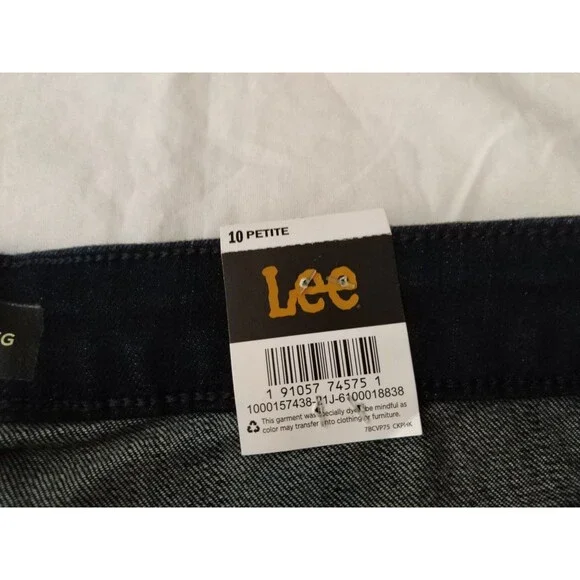 NWT Woman LEE Instantly Slims JEANS Sz 10 PETITE Dark Blue Straight Leg Relaxed - Picture 7 of 15
